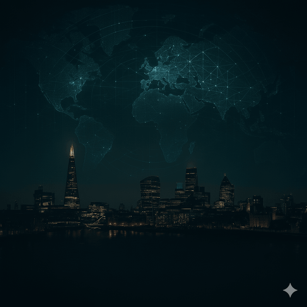 London skyline with global network — Seven Oak Prestige
